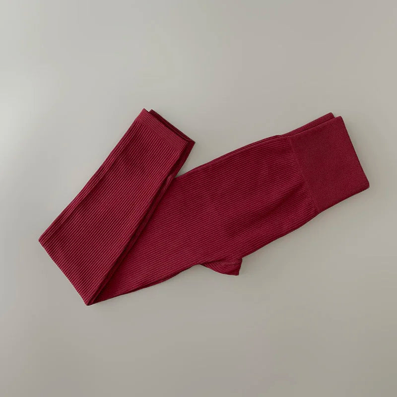 High-Waisted Ribbed Yoga Leggings