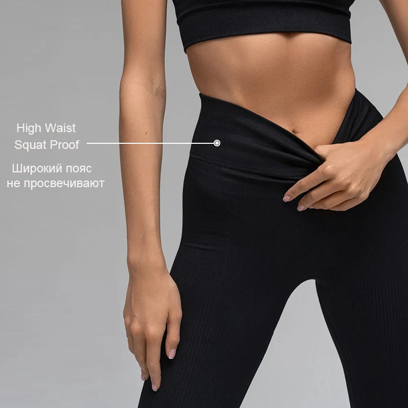 High-Waisted Ribbed Yoga Leggings
