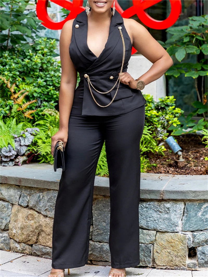 Elegant Sleeveless V-Neck Jumpsuit