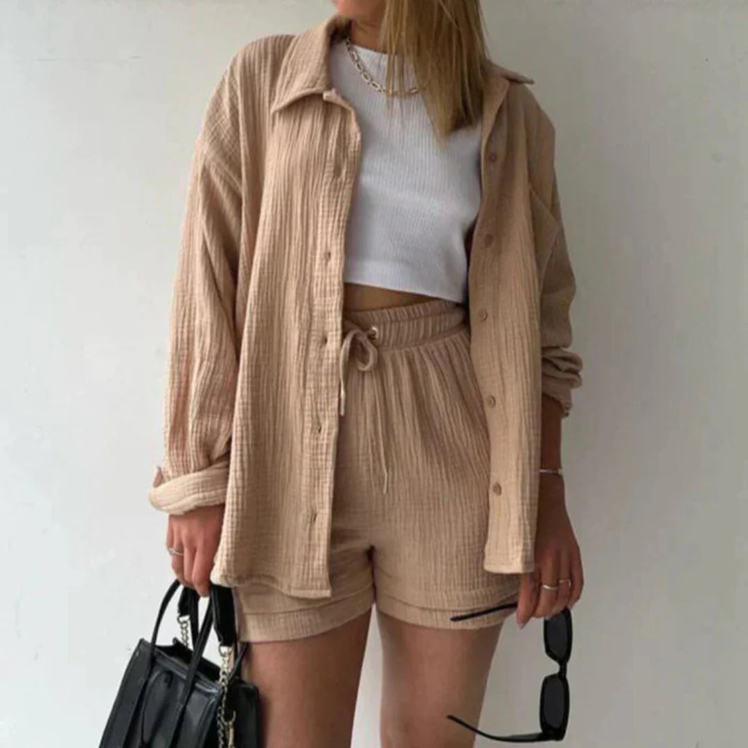 SereniSet™ | 2-piece cotton shirt and shorts set