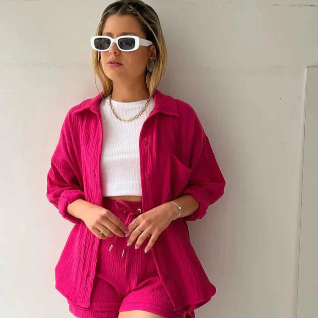 SereniSet™ | 2-piece cotton shirt and shorts set